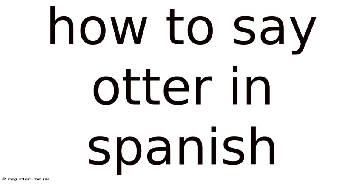 How To Say Otter In Spanish