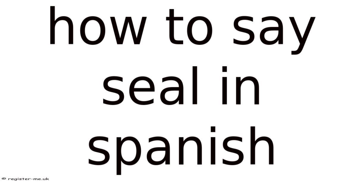 How To Say Seal In Spanish